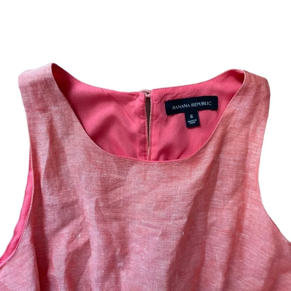 NEW Banana Republic Coral Linen Blend Belted Wide Leg Jumpsuit – Size 6